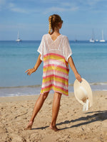Angel Wings Cutout Striped Cover-Up with Tassel - Ladyez