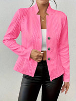 Textured Knit Button-Front Blazer