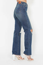 Judy Blue Full Size Hw Ripped Knee Dad Jeans Plus Size - Ladyez