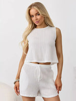 Textured Round Neck Tank and Shorts Set