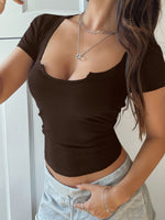 Devine Solid Color Short Sleeve T-Shirt - Ladyez