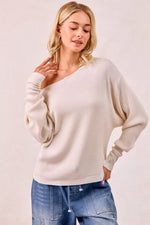 BiBi Waffle Knit Off Shoulder Top