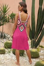 Geometric V-Neck Spaghetti Strap Cover Up Dress - Ladyez