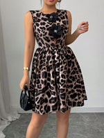 Leopard Print Sleeveless Fit and Flare Mini Dress