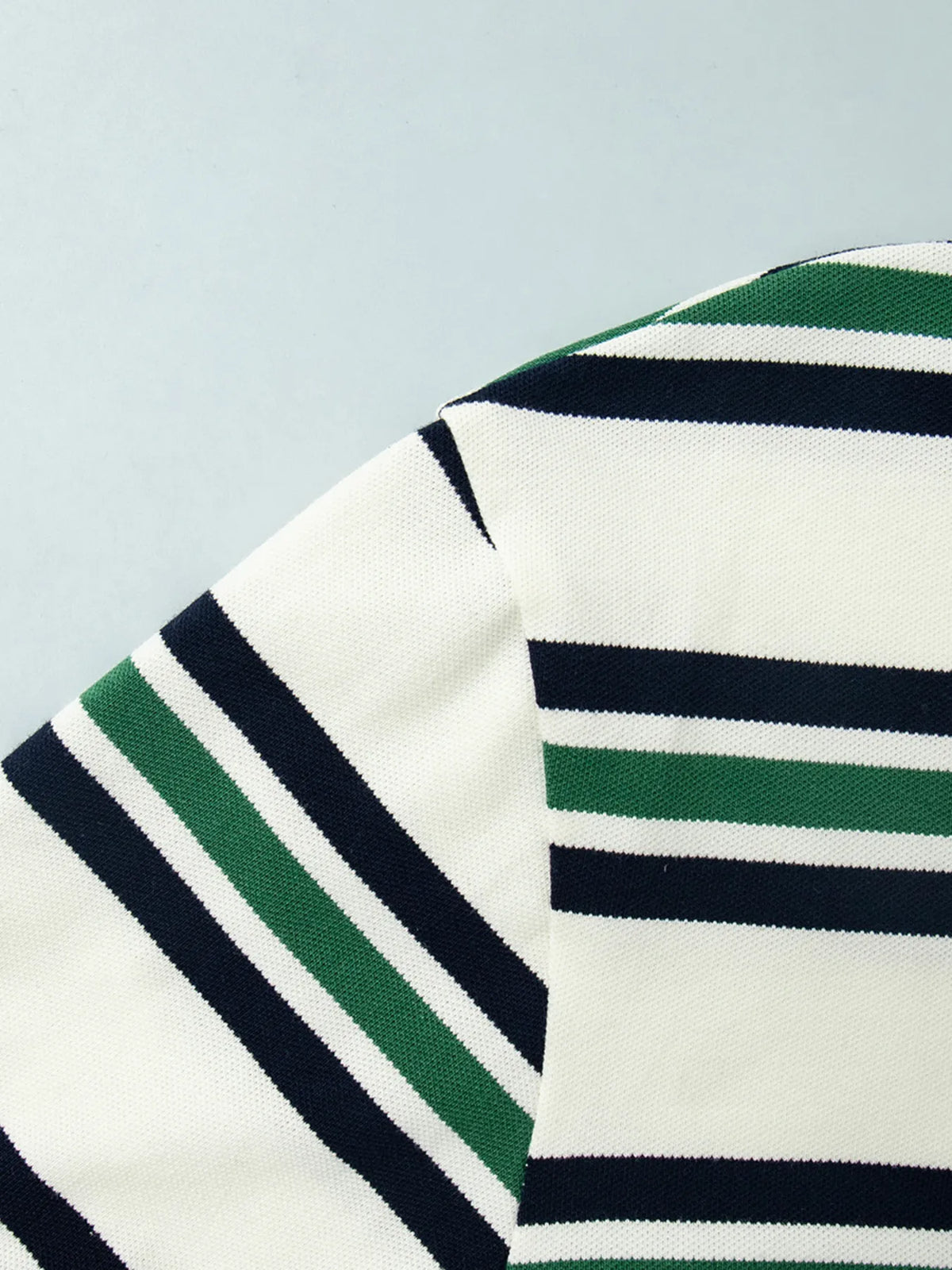 Striped Polo T-Shirt with Contrast Collar - Ladyez