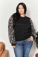 And The WhyFull Size Foil Printed Sleeve Top