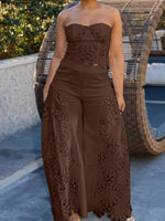 Hollow-Out Tube Top and Pants Two-Piece Set