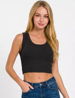 Zenana Ribbed Scoop Neck Cropped Tank Top