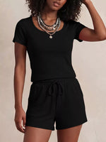 Solid Color Short Sleeve Tee and Shorts Set