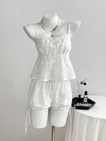 Lace Detail Eyelet Cami and Shorts Set