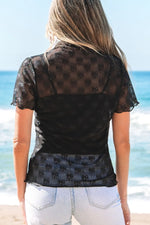 Sheer Mesh Short Sleeve Top - Ladyez
