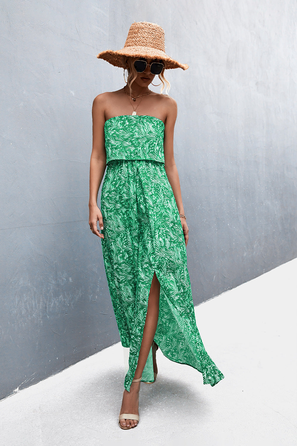 Strapless Split Maxi Dress - Ladyez