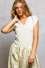 POL V-Neck Short Sleeve Washed T-Shirt with Outseam