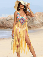 Fringe Spaghetti Strap Cover-Up - Ladyez