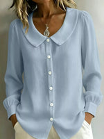 Full Size Peter Pan Collar Button-Down Shirt Plus Size