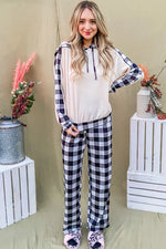 And The Why Drawstring Hooded Top and Plaid Pants Lounge Set - Ladyez