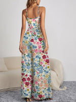 FAM-FAM Decorative Button Spaghetti Strap Wide Leg Jumpsuit - Ladyez