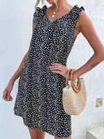 Frill Sleeveless Leopard Print Mini Dress