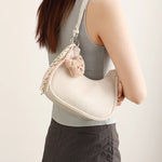 Crescent Shoulder Bag with Teddy Bear Charm
