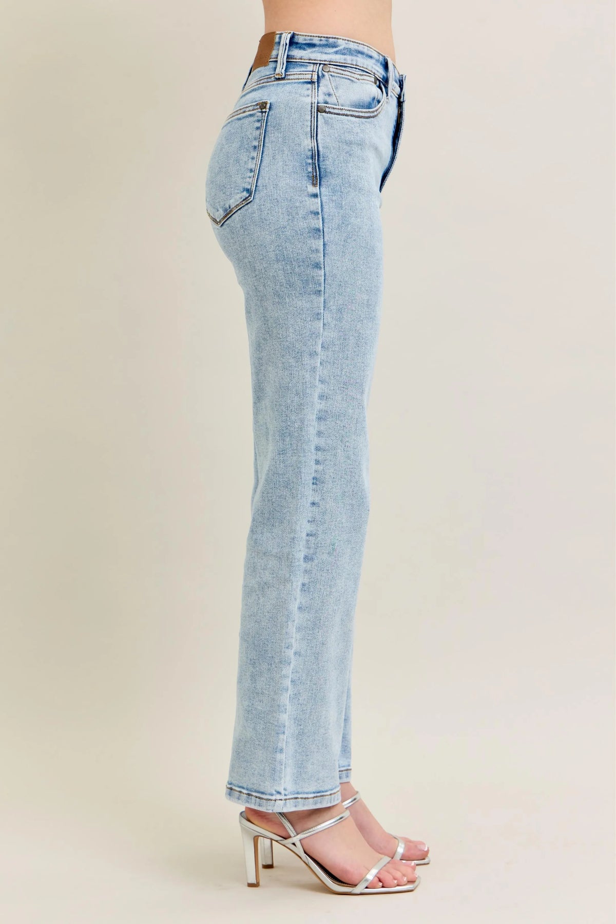 Judy Blue Full Size High Waist Stone Wash Straight Jeans Plus Size - Ladyez