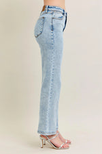 Judy Blue Full Size High Waist Stone Wash Straight Jeans Plus Size - Ladyez