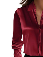 Full Size Button Down Collared Neck Long Sleeve Shirt Plus Size