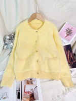 Fluffy Knit Button Up Cardigan