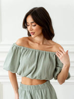 Off-Shoulder Cropped Top and Shorts Set