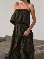 Off-Shoulder Ruffle Hem Maxi Dress