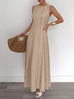 Round Neck Sleeveless Texture Maxi Dress