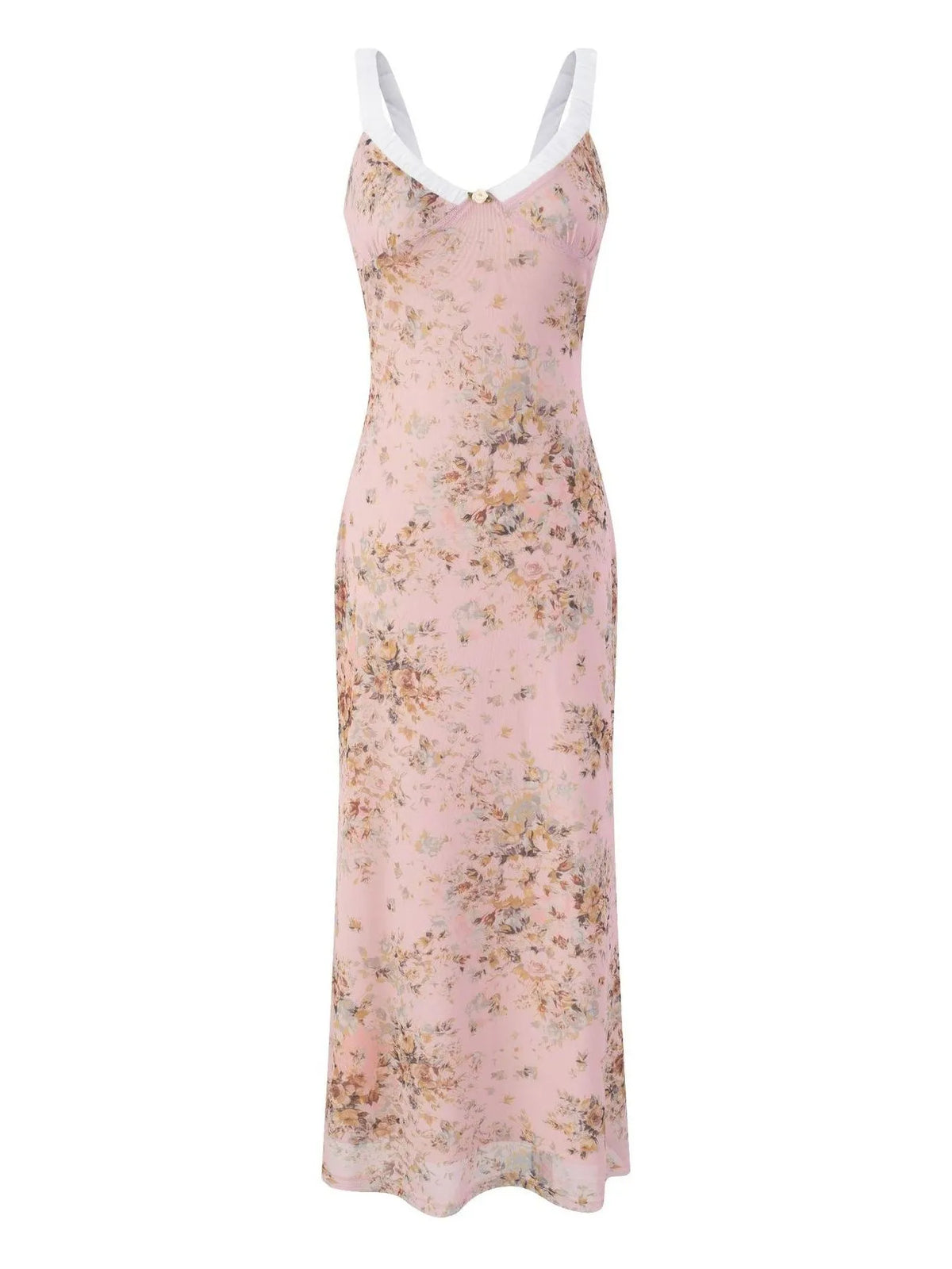 Floral Print Maxi Cami Dress with V-Neck - Ladyez