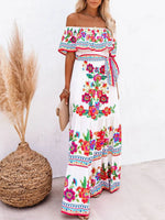 Floral Off Shoulder Ruffle Maxi Dress - Ladyez
