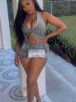 Halter Neck Top and Shorts Sweater Set