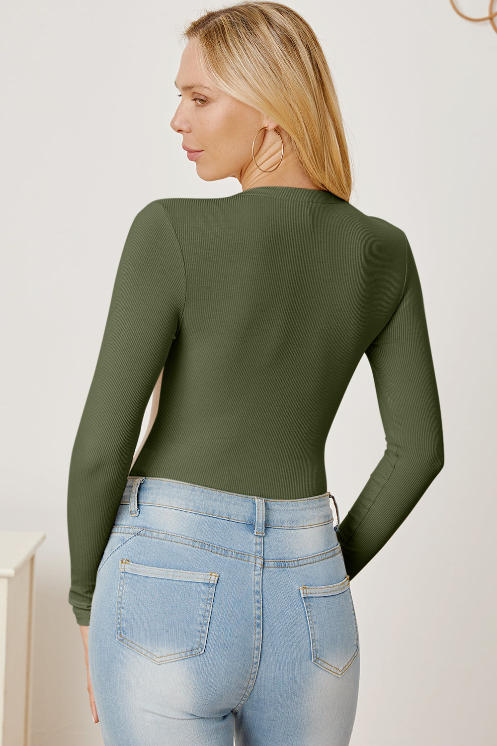 Zip Up Long Sleeve Bodysuit - Ladyez