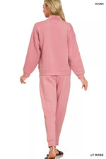 Zenana Scuba Half Zip Pullover and Jogger Set