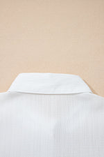 Crinkled Texture Lantern Sleeve Button Down Loose Shirt