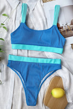Color Block Scoop Neck Bikini Set - Ladyez