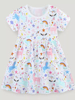 Children's Unicorn Print Short Sleeve Dress