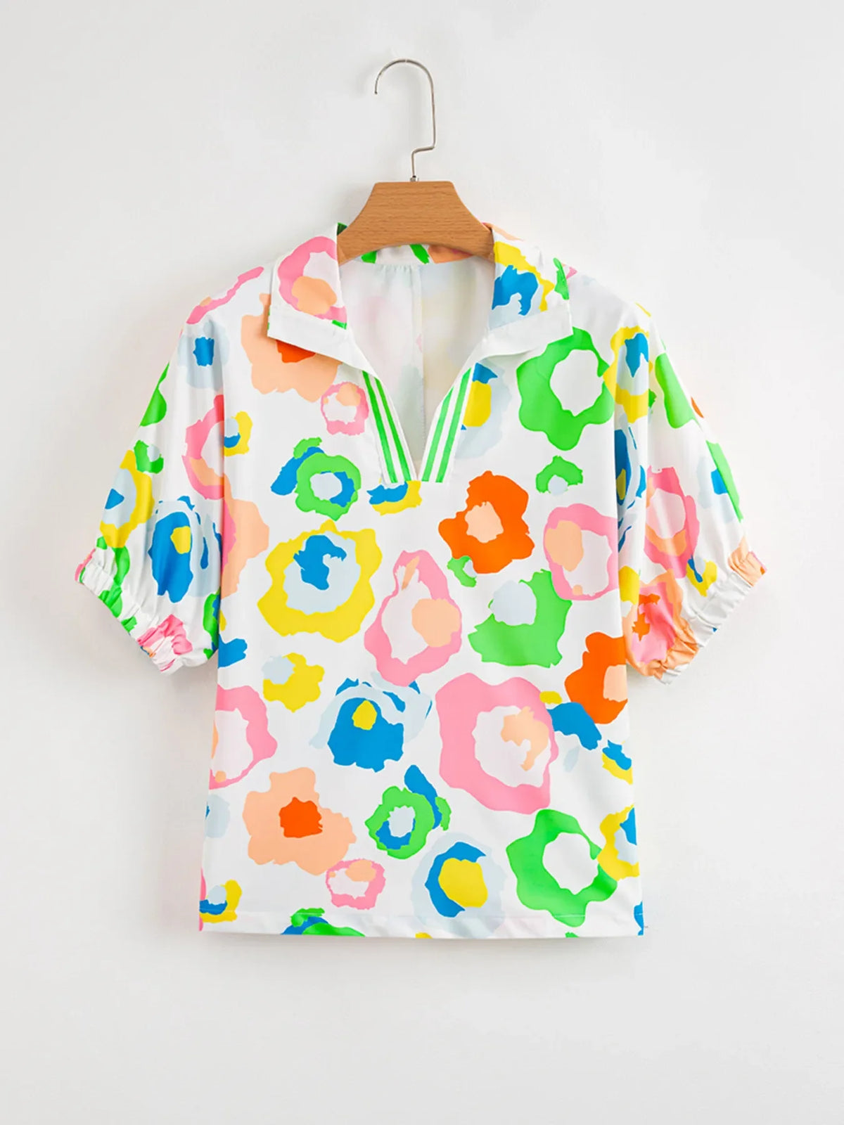 Printed Short Sleeve Blouse