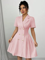 Double-Breasted Short Sleeve Dress