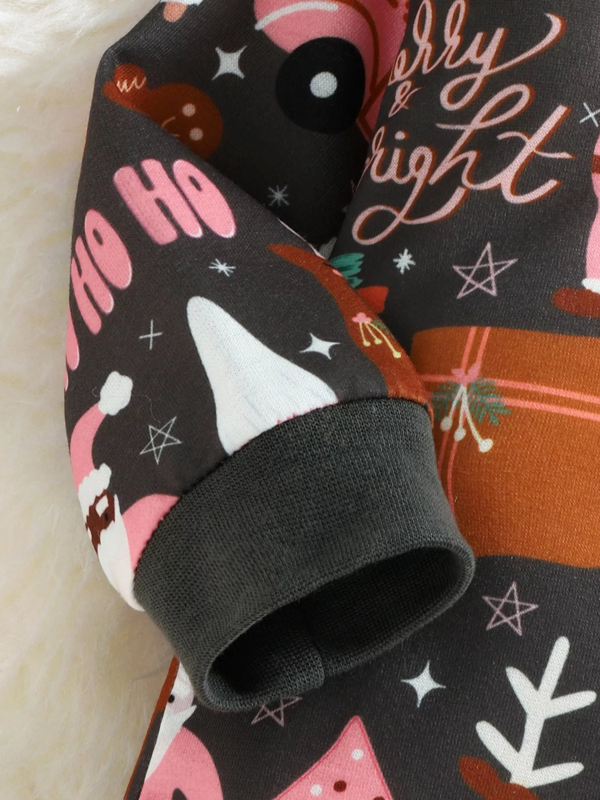 Children's Christmas Print Long Sleeve One-Piece Bodysuit