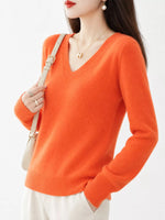 V-Neck Solid Color Sweater