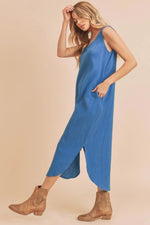 Aemi + Co Round Neck Midi Tank Dress with Pockets
