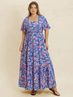 Plus Size Ruched Printed Short Sleeve Dress
