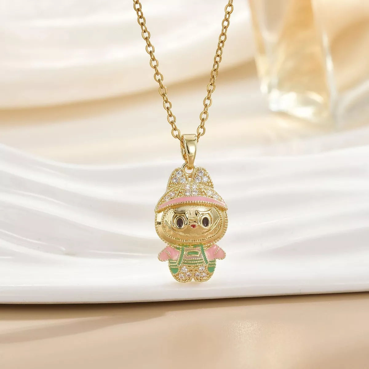 18K Gold-Plated Cartoon Character Pendant Necklace