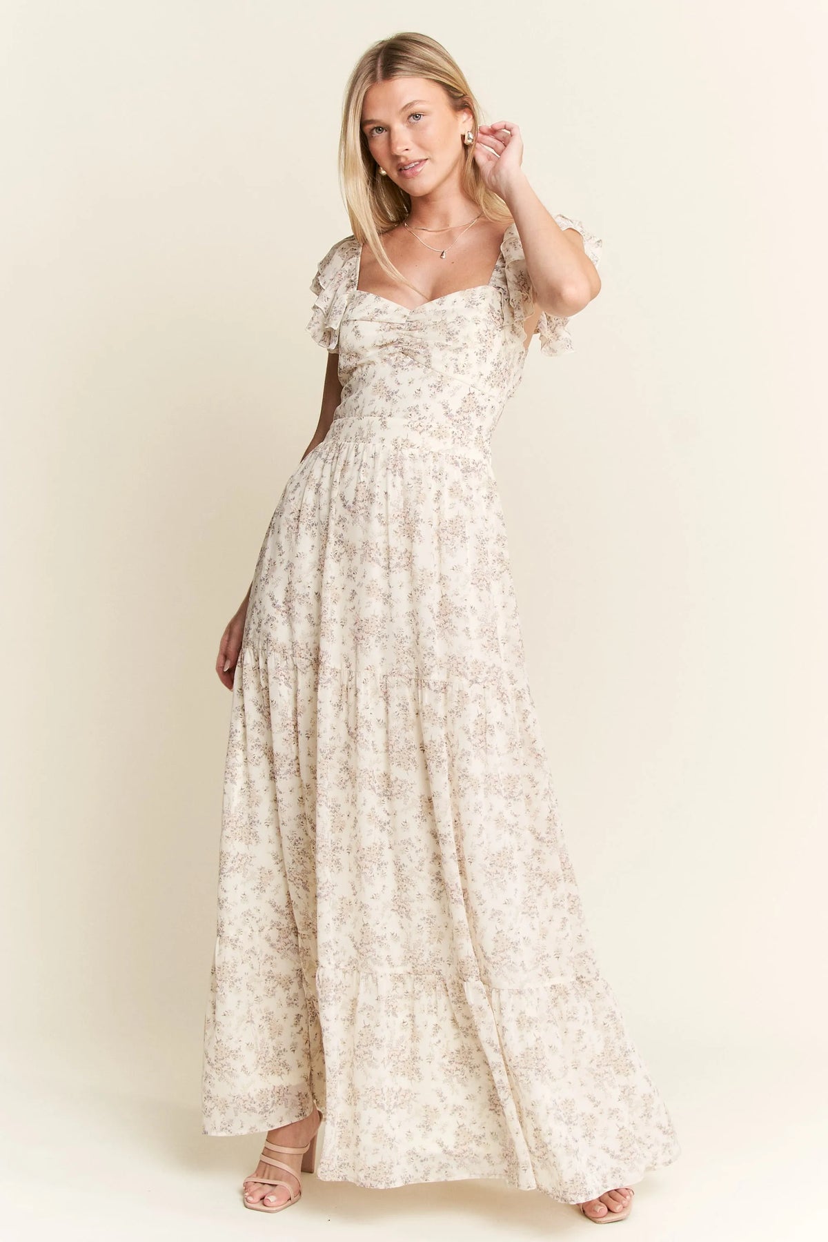 Jade By Jane Full Size Ruffle Sleeve Tiered Maxi Dress Plus Size - Ladyez