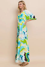 ODDI Floral Printed Slit Maxi Dress - Ladyez