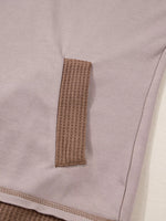 Oversize Waffle Patchwork Exposed Seam Casual Hoodie