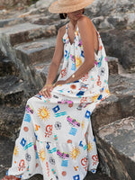 Printed V-neck Summer Maxi Dress - Ladyez
