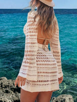 Crochet Knit Long Sleeve Cover-Up Dress